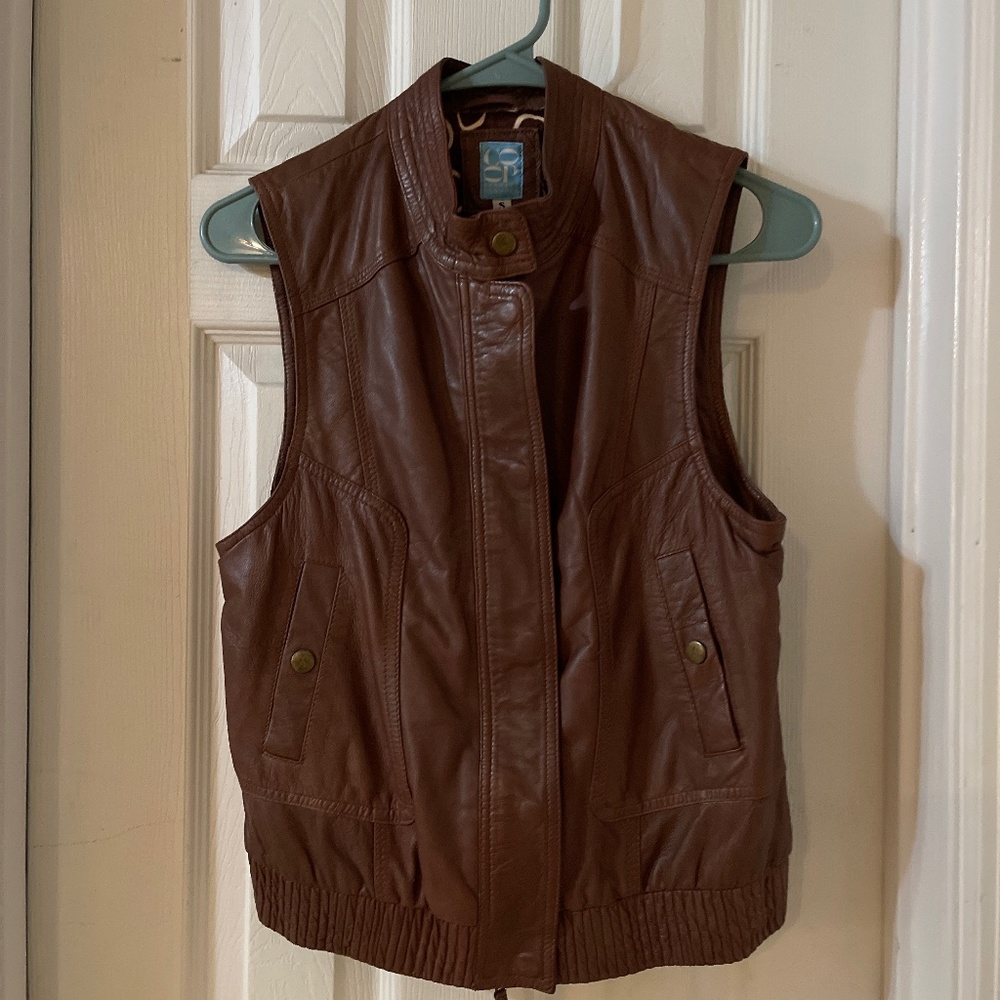 Barney’s New York brown leather vest